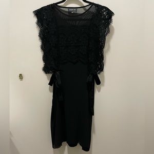 Sheer lace Detail black dress